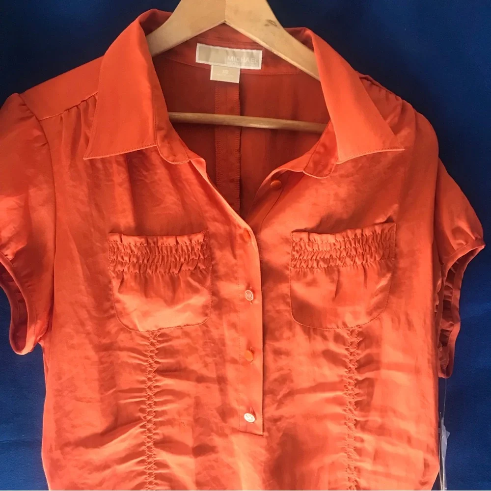 Michael Kors Orange blouse 12 - Picture 4 of 6